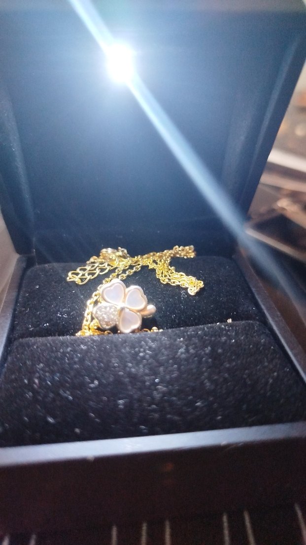 Uzun Zincirli Beyaz Melek Kolye dört yapraklı yonca - Görsel 2