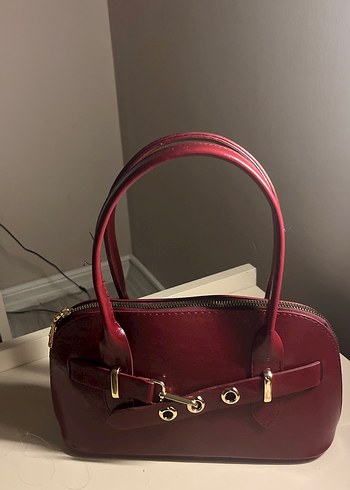 Burgundy Deri Tokalı Kadın Çanta - Görsel 2