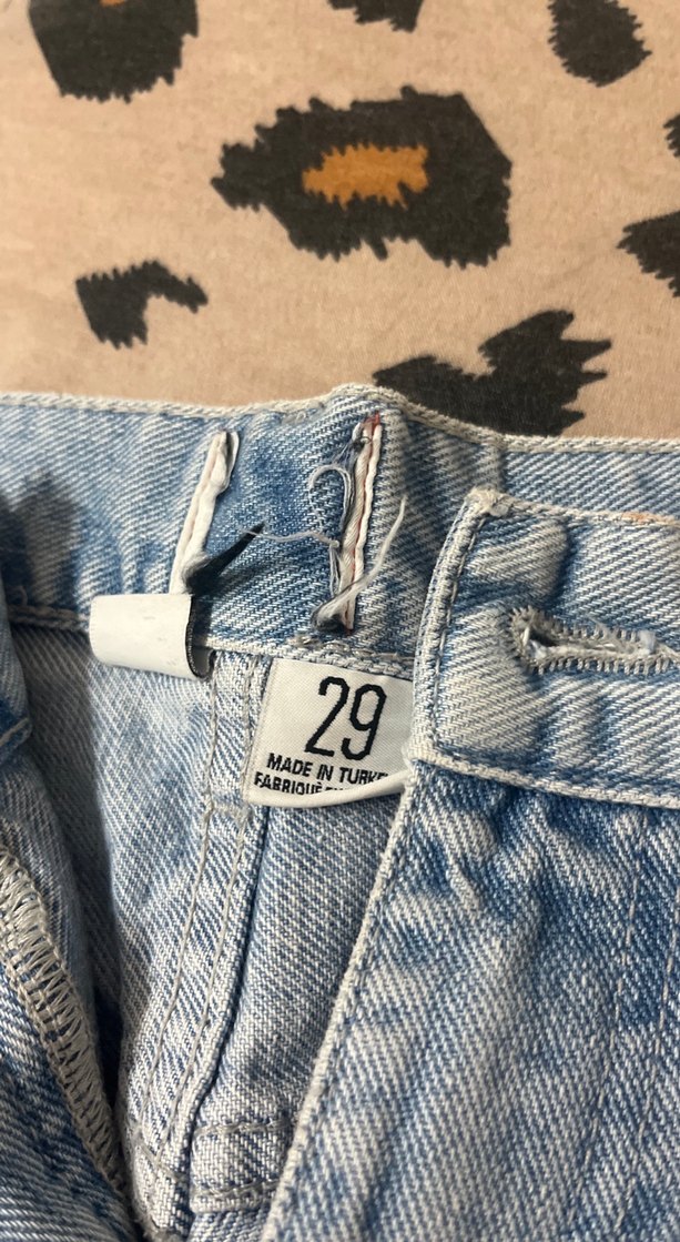 Kadın Mavi Yırtık Bol Paça Denim Pantolon - Görsel 2