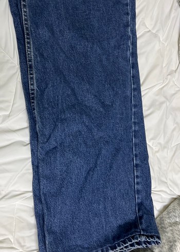 Kemerli Koyu Mavi Kadın Midi Boy Denim Pantolon - Görsel 2