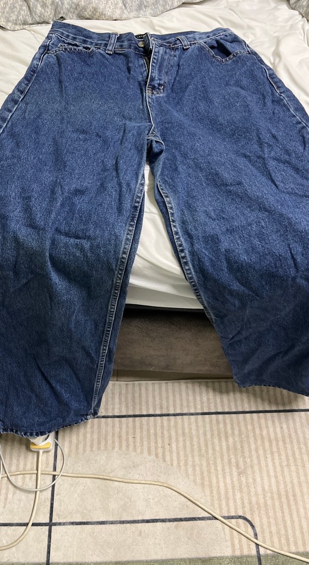 Kemerli Koyu Mavi Kadın Midi Boy Denim Pantolon - Görsel 3