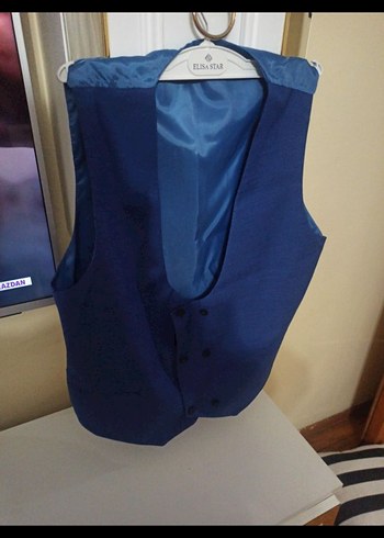 Düğmeli Erkek Mavi Yelek - Görsel 2