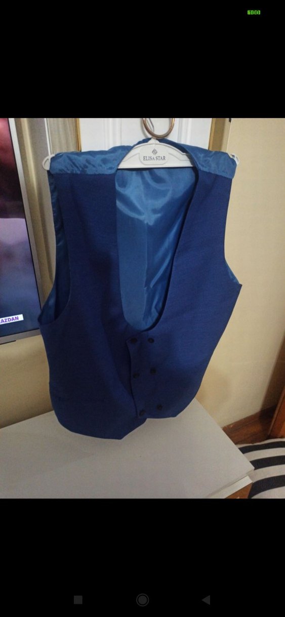 Düğmeli Erkek Mavi Yelek - Görsel 2