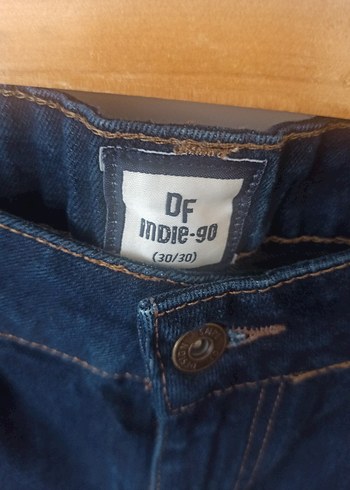 Lacivert Kadın Düğmeli Denim Pantolon
