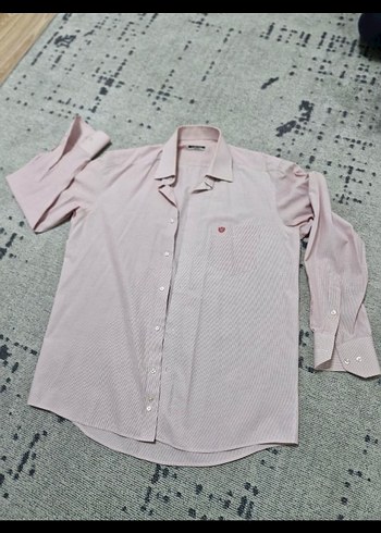 Pembe Pamuklu Uzun Kollu Erkek Gömlek - Görsel 2