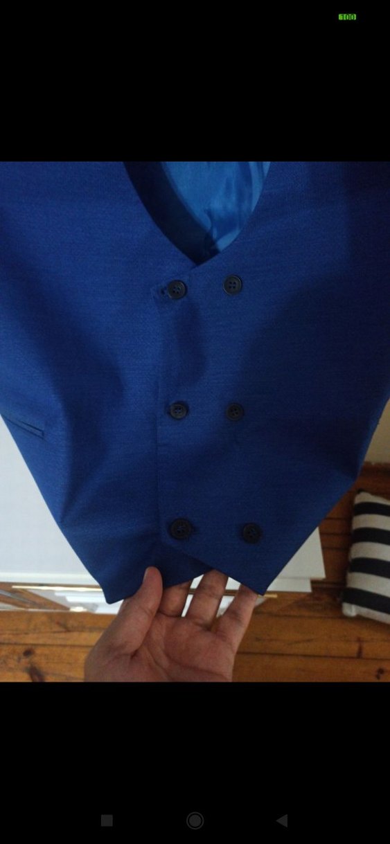 Düğmeli Mavi Erkek Yelek - Görsel 4