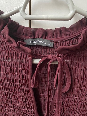 38 Beden bordo Renk Trendyolmilla transparan üst