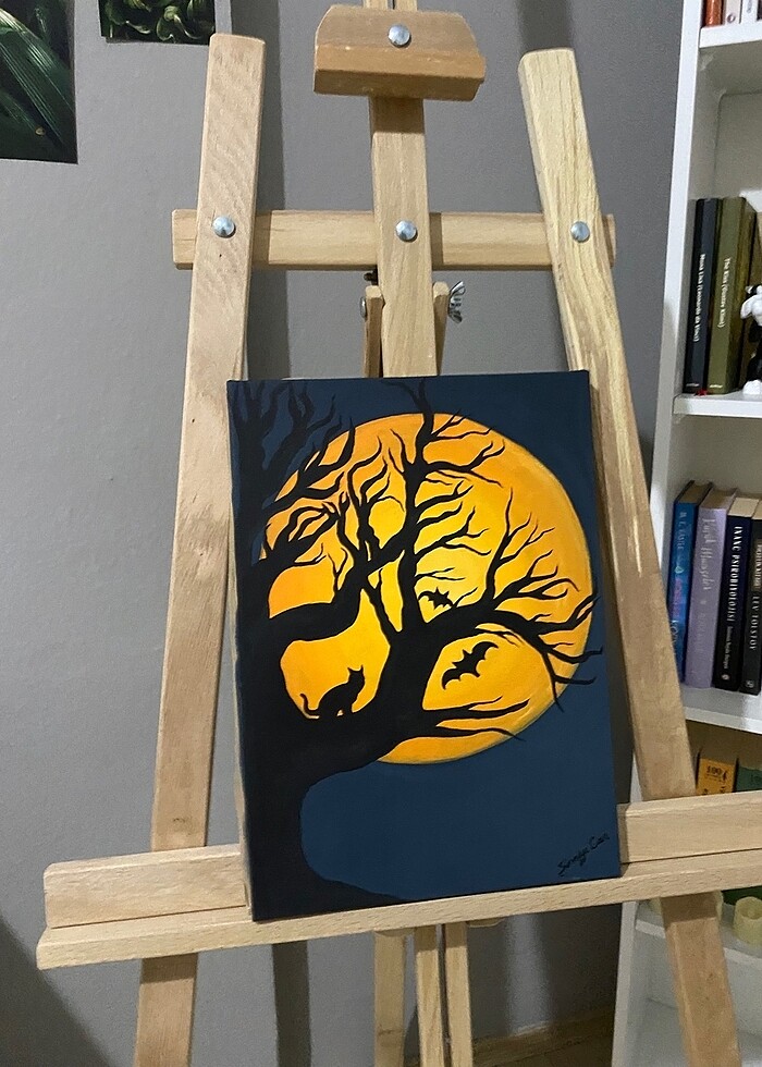 Gün batımı Ağaç Dalları ve kedi - Görsel 3