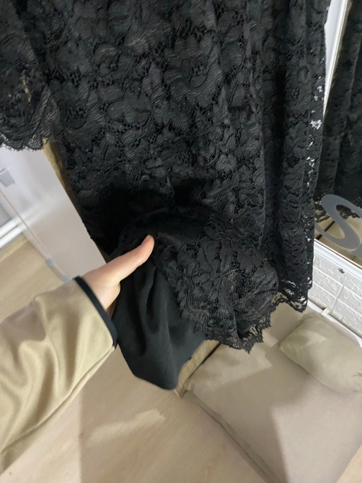 Dantel Detaylı Siyah midi Kadın Elbise - Görsel 4