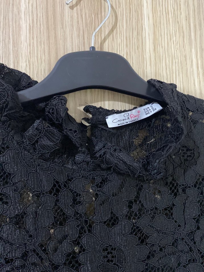 Dantel Detaylı Siyah midi Kadın Elbise - Görsel 5