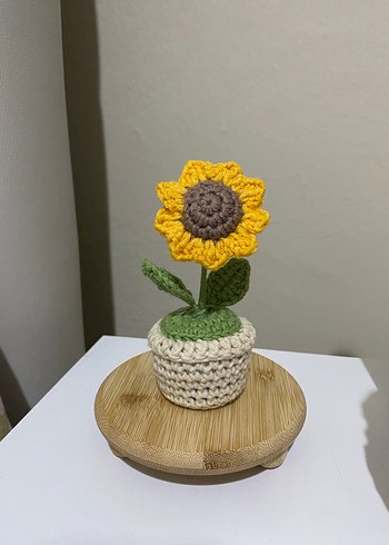 El Örgüsü Ayçiçeği Saksıda - Bohem Stil - Görsel 2