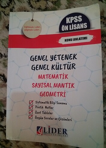 lider yayınları KPSS matematik, geometri konu anlatımı