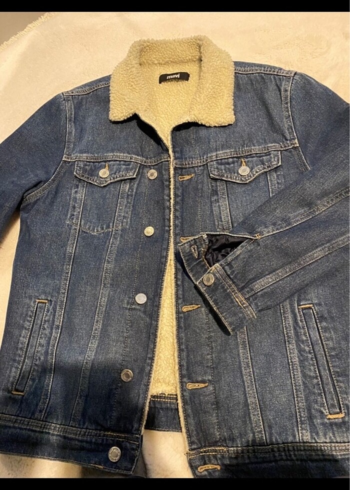 Mavi jeans kot ceket - Görsel 4