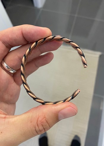 Yılan Desenli Zincir Detaylı Kahverengi bakır Bileklik - Görsel 9