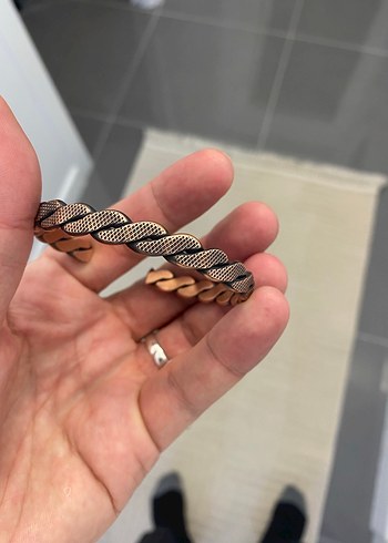 Yılan Desenli Zincir Detaylı Kahverengi bakır Bileklik - Görsel 11