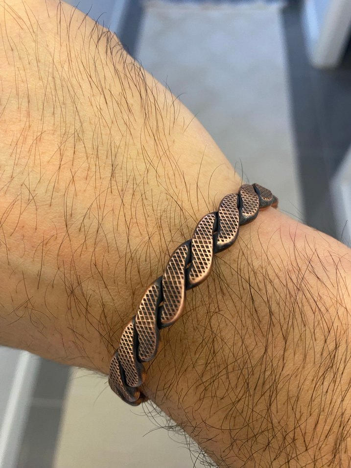 Yılan Desenli Zincir Detaylı Kahverengi bakır Bileklik - Görsel 5