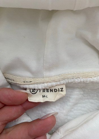 l Beden beyaz Renk Beyaz Kapüşonlu Kadın Sweatshirt