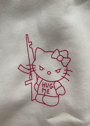 l Beden Beyaz Kapüşonlu Kadın Sweatshirt