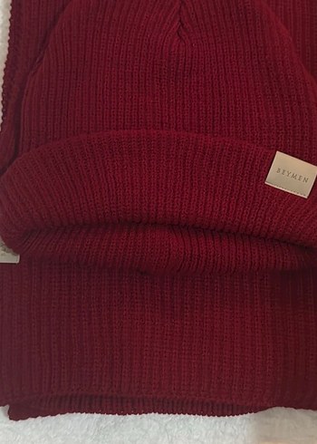 Beymen Bordo Örgü Bere ve Atkı Seti - Görsel 2