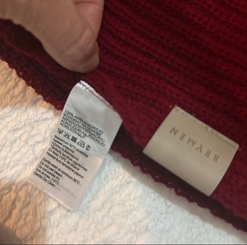 Beymen Bordo Örgü Bere ve Atkı Seti - Görsel 3