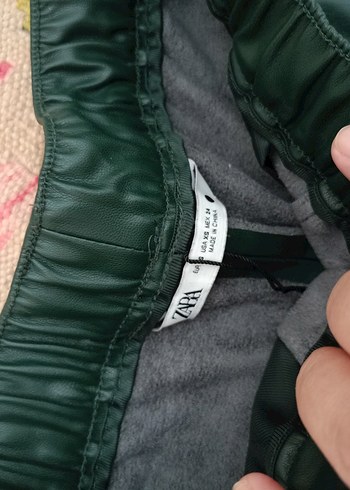 xs Beden yeşil Renk Kadın Yeşil Bol Kesim deri Pantolon