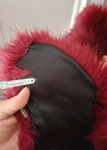 Beden Bordo Uzun Kürk Detaylı Bohem boyunluk