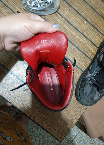 37 Beden Gri Kamuflaj Desenli Spor Ayakkabı