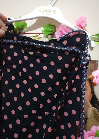 Puantiye Desenli Pembe Uzun Etek - Görsel 6