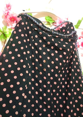 Puantiye Desenli Pembe Uzun Etek - Görsel 2