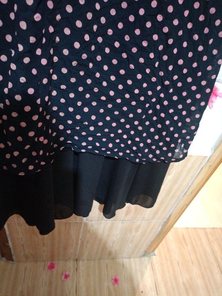 Puantiye Desenli Pembe Uzun Etek - Görsel 3