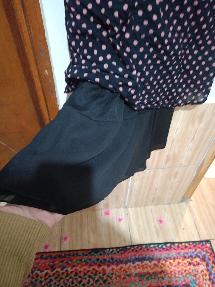 Puantiye Desenli Pembe Uzun Etek - Görsel 4