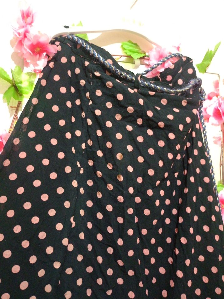 Puantiye Desenli Pembe Uzun Etek - Görsel 2