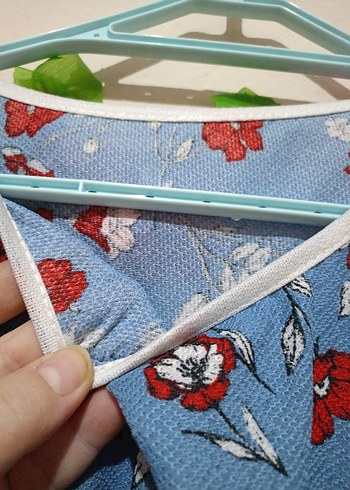 Çiçek Desenli Mavi Gecelik - Görsel 6