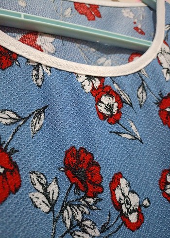 Çiçek Desenli Mavi Gecelik - Görsel 5