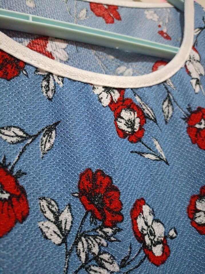 Çiçek Desenli Mavi Gecelik - Görsel 5