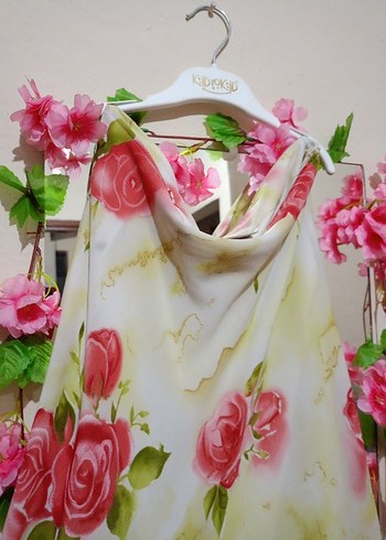 Pembe Çiçek Desenli Uzun Bohem etek - Görsel 3