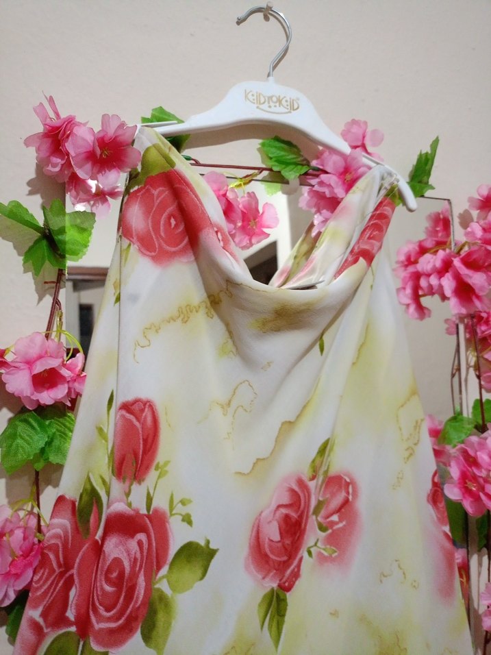 Pembe Çiçek Desenli Uzun Bohem etek - Görsel 3