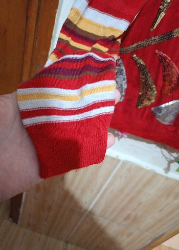 Renkli Desenli Bohem Örgü Kadın Kazak - Görsel 4