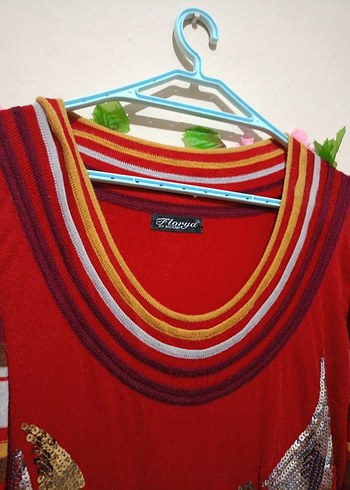 Renkli Desenli Bohem Örgü Kadın Kazak - Görsel 3