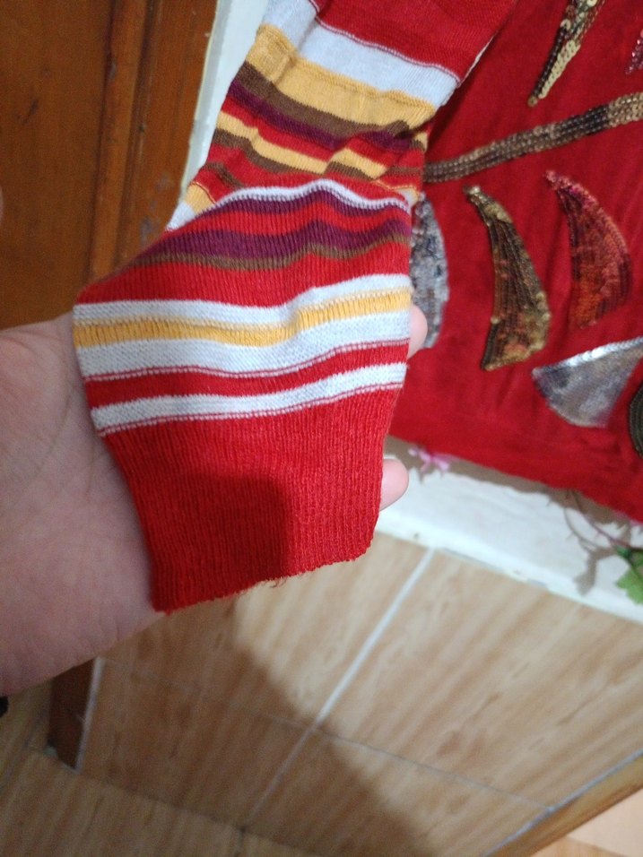 Renkli Desenli Bohem Örgü Kadın Kazak - Görsel 4