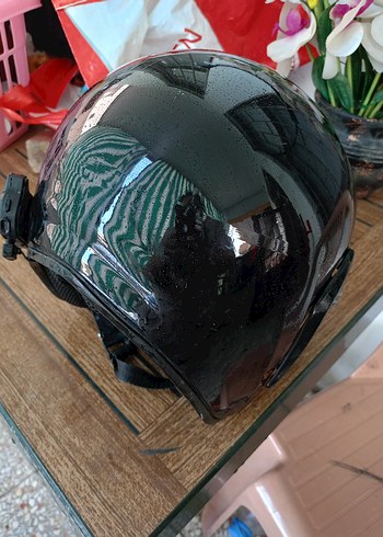 Düğmeli Siyah Biker Motosiklet Kaskı - Görsel 6