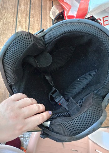 Düğmeli Siyah Biker Motosiklet Kaskı - Görsel 7