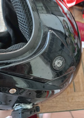 Düğmeli Siyah Biker Motosiklet Kaskı - Görsel 8