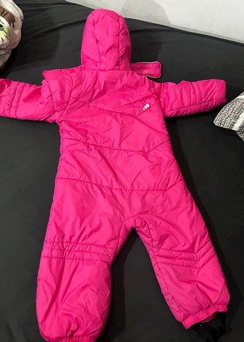 Kız Bebek Pembe Kapüşonlu Kar Tulumu - Görsel 7