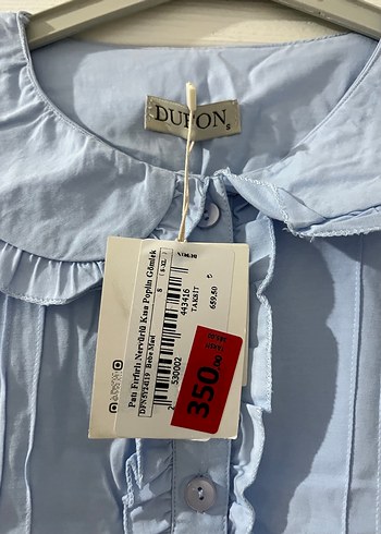 Mavi Pamuklu Hamile Bluzu Düğmeli - Görsel 3