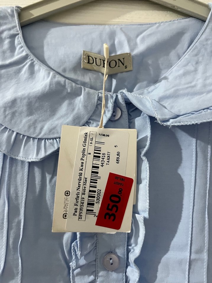 Mavi Pamuklu Hamile Bluzu Düğmeli - Görsel 3