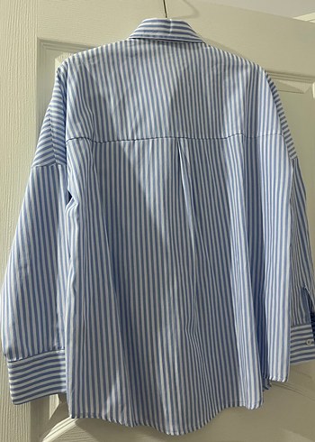 Mavi Çizgili Kadın Uzun Kollu Gömlek - Görsel 2