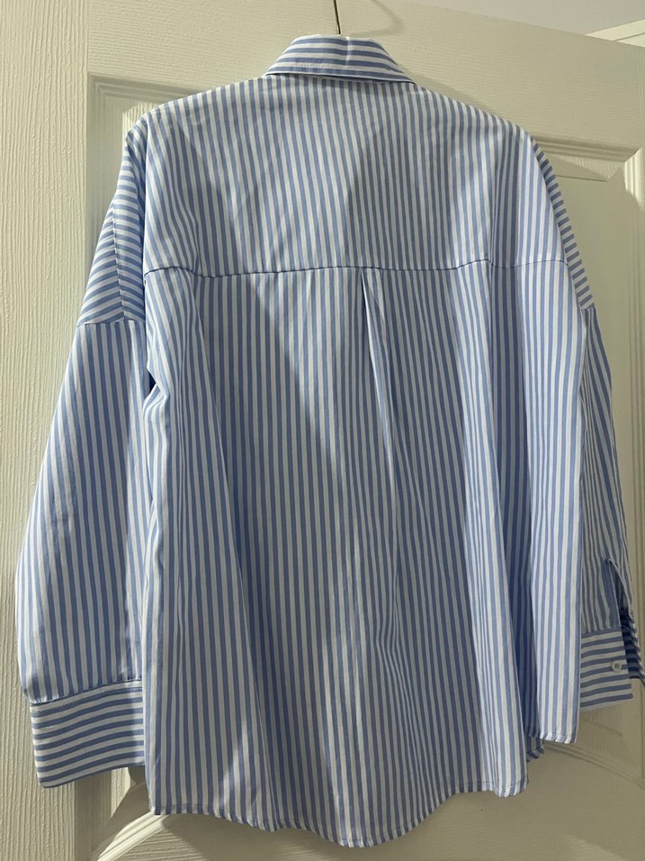 Mavi Çizgili Kadın Uzun Kollu Gömlek - Görsel 2