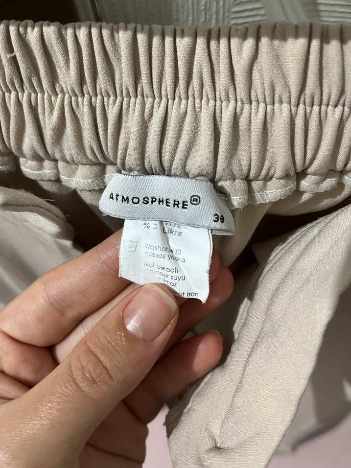 Bej Midi Kadın Kumaş Pantolon - Görsel 3