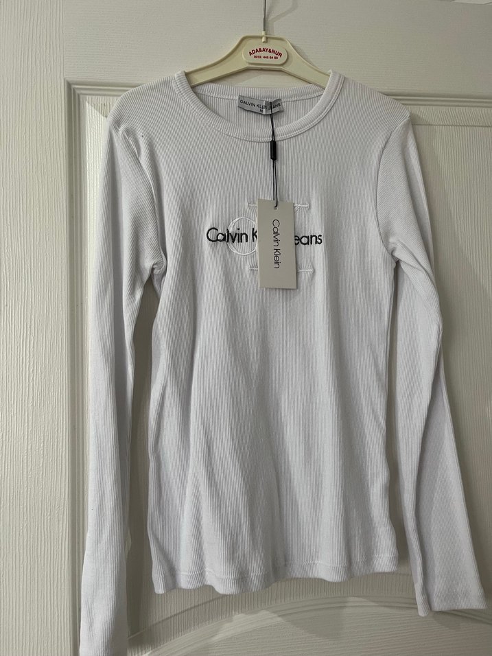 Calvin Klein Jeans Kız Uzun Kollu Beyaz Tişört - Görsel 2
